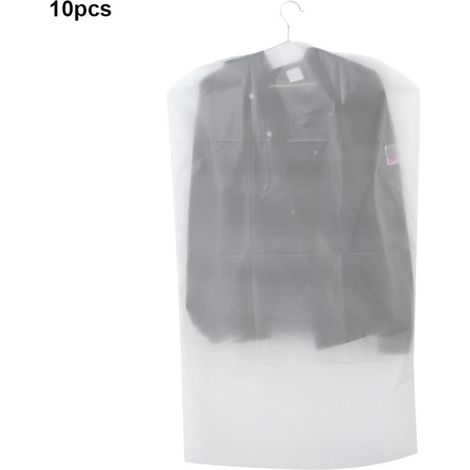 10 pièces vêtements suspendus sac de vêtement translucide costume pardessus vêtements cache-poussière sac de rangement 60x80cm (1/5)