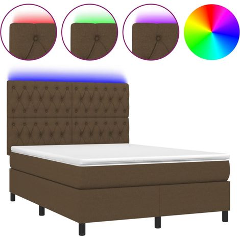 Maison Exclusive - Letto a Molle Materasso e LED Marrone Scuro 140x200 cm Tessuto