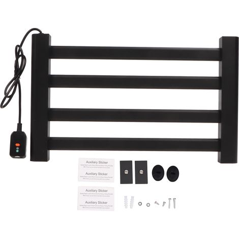 Sèche-serviette mural 4 barres 80W 55°C température constante séchage rapide étanche barre de chauffage électrique prise UE 220V (1/5)