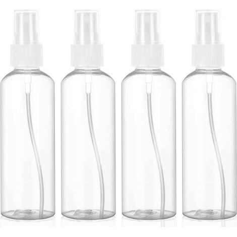 4 botellas pulverizadoras vacías de 100 ml, pulverizador de viaje de plástico, atomizador rellenable transparente, para loción, champú, etc.