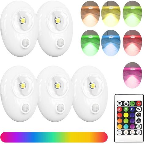 Rechargeable RGB Pebble with motion sensor and remote control, 500 mAh battery, one-button operation, 120° detection range, 3-5 m (1/5)