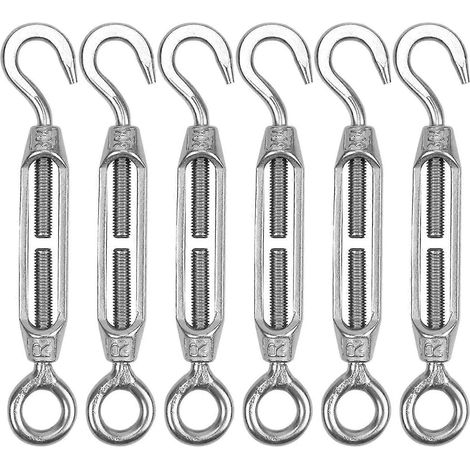 Tendeur de fil de tendeur réglable, 6 pièces, crochet en acier inoxydable, corde à œil, Tension de câble F (1/5)