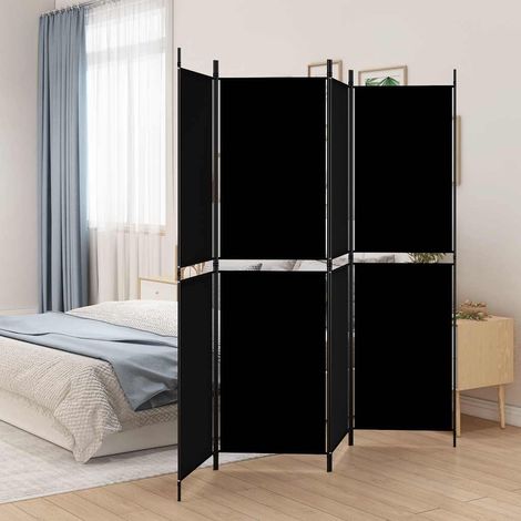 Cloison de séparation 4 panneaux Noir 200x180 cm Tissu (1/5)