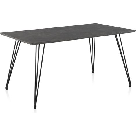 Table en mélamine effet pierre avec pieds en métal 160 x 90 cm (1/5)