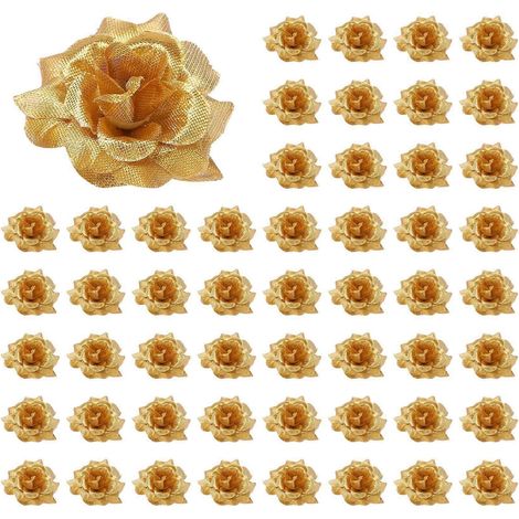 300 roses artificielles en soie, pinces à cheveux pour décoration de mariage (dorées) (1/5)