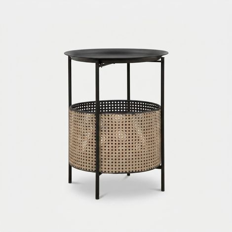Ferretti Mesa de Centro Redonda Negra 40 cm Diámetro 50 cm Altura (1/4)