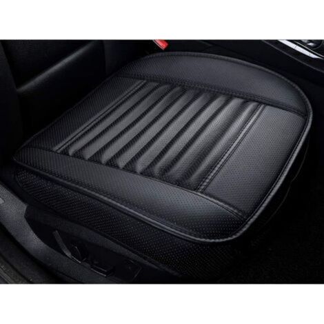 Housse de Siège de Voiture Avant Universelle Super Respirant Charbon de Bois de Bambou Cuir PU,20,8  20,1’’(1 Pièce-Noir) (1/5)