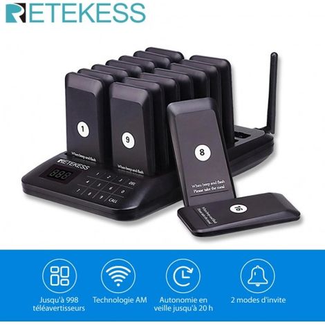 Bipeur Retekess TD157 - Restaurant Bar Fast Food Truck Dessous De Verres Buzzer Beeper Bipper Cloche D Appel 16 Téléavertisseurs (1/5)