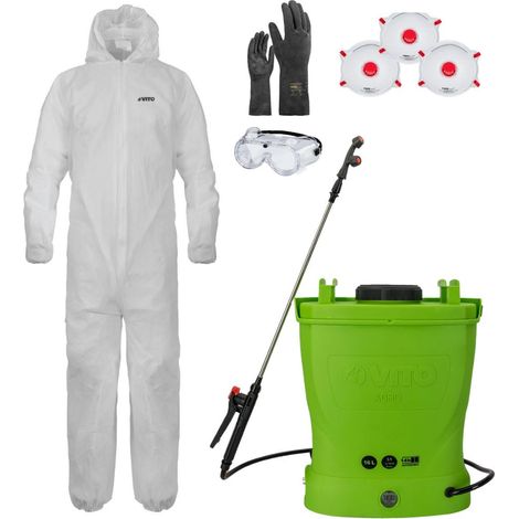 Pulvérisateur Electrique à Batterie 16L + Combinaison de Protection Jetable Jardin + Accessoires de Protection et Pulvérisation (1/5)