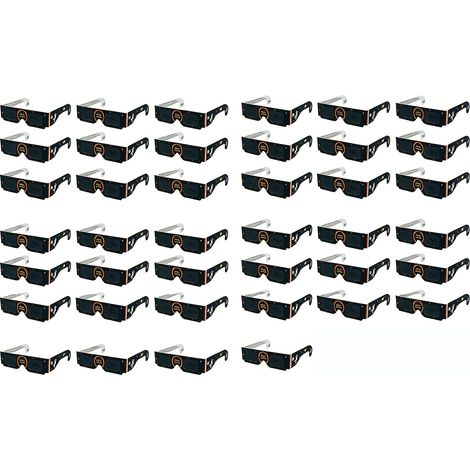 Lunettes d'observation d'éclipse solaire 2026, certifiées CE et ISO, protection oculaire sécurisée pour observation du soleil, lot de 40 - Astronaute noir. (1/4)