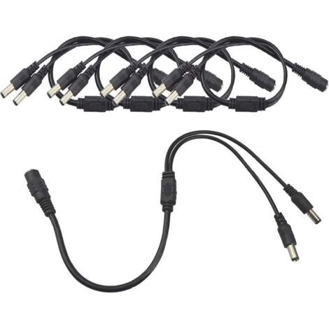 5Pcs Premium DC Power Splitter Cable, 1 Femelle à 2 Mâle CCTV Diviseur Câble, 5.5 X 2.1mm DC Alimentation Répartiteur Câble (1/5)