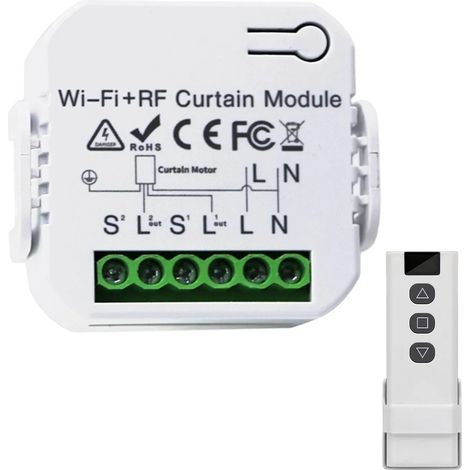 Module de volet roulant connecté avec télécommande RF, interrupteur de volet roulant connecté (pourcentage), compatible avec Alexa et Google Home, télécommande, émetteur radio, relais mural (1/5)