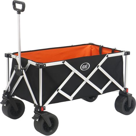 Axi Sb151 Chariot De Plage Pliable Noir/Orange  Chariot De Transport Avec Barre De Traction, Sangle, Sac Intérieur Et Housse - Pneus En Caoutchouc Pp  Capacité : 130 L