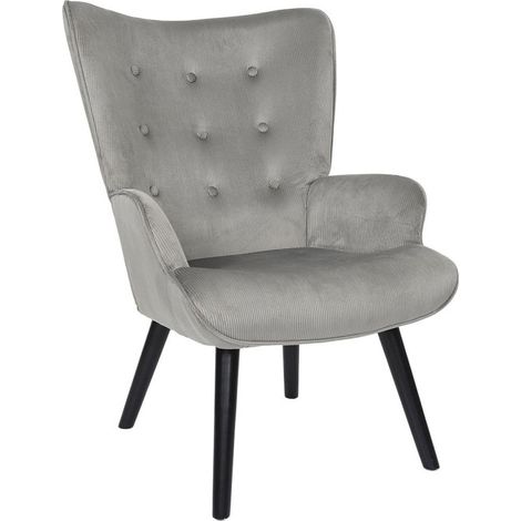 Fauteuil en Velours Côtelé "Giulia" 96cm Gris (1/5)