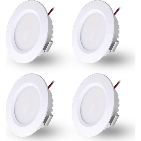 Spot LED Encastrable 230V 3W, LED Spot Etanche Salle de Bain IP44, Spots de plafond Trou Φ55-58mm, Extra Plat 15mm, Spots Encastrés Pour cuisine chambre, Lot de 4 (Blanc,Blanc Chaud 3000K) (1/5)
