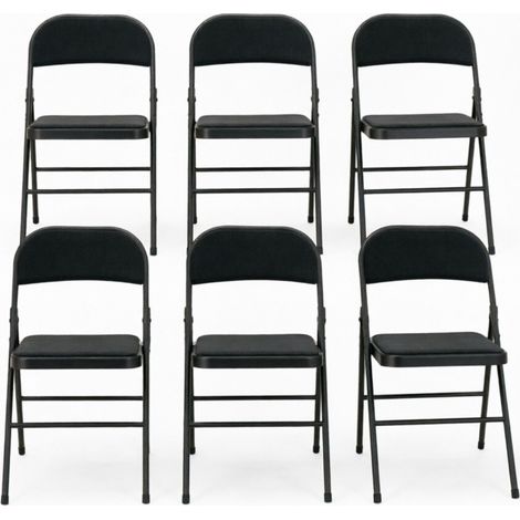 Klappstuhl-Set 6-teilig mit gepolsterter Sitzfläche Stahl und Polyester Schwarz MODENUIT