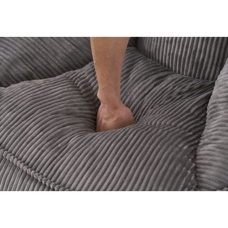 Sitzsack-Sessel 90x90x59 cm hellgrau, ergonomische Rückenlehne, Rippenvelours, MEUBLIV (1/5)