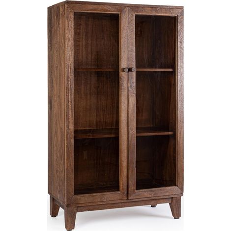 Vetrina "Remington" a 2 ante, in legno di mango e vetro, da 80 x 40 cm -80 x 40 x 100h