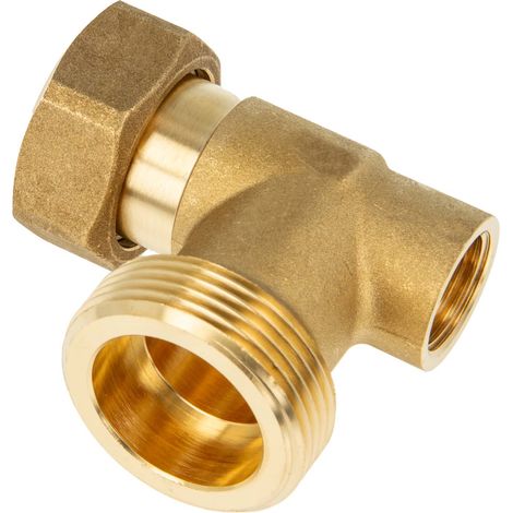 tecuro Eckverschraubung Überwurfmutter 1 Zoll (flachdichtend) x 1 1/4 Zoll AG x 1/2 Zoll IG, reduziert - Messing-blank CW617N