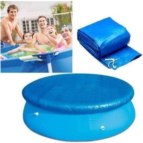 305 cm de Diamètre Bâches pour Piscines,Couverture de Protection de Piscine Ronde avec Attaches en Corde,Bâche Durable Antipoussière Coupe-Vent pour Piscines Hors Sol Rondes