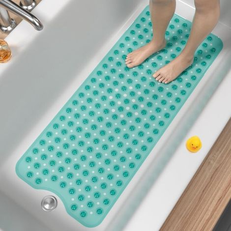 Rutschfeste Badematte, 101 x 40 cm, extra lange, rutschfeste Duschmatte, schimmelresistent und maschinenwaschbar, BPA-frei, Grün (1/4)