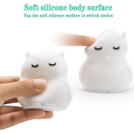 Lampe hibou en silicone, lampe colorée, lampe d'ambiance intérieure, lampe rechargeable USB (1/3)