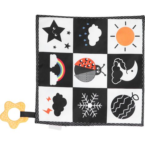 Couverture de sécurité apaisante en peluche pour bébé, couverture carrée en forme d'animal avec grelot et anneau de dentition pour tout-petit Ladybird (1/5)
