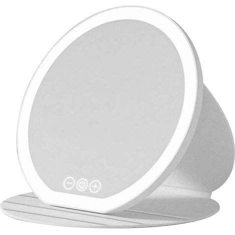 Miroir cosmétique de bureau LED pour chambre d'étudiante, miroir de courtoisie pliable et compact avec éclairage pour femmes et filles, blanc moyen (1/4)