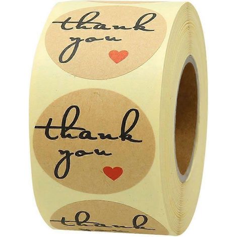 rouleau de 500 étiquettes autocollantes à gratter en papier kraft « Merci » pour loisirs créatifs, étiquettes alimentaires, autocollants repositionnables et cadeaux-2.5X2.5cm (1/3)