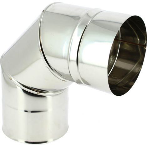 TEN – Coude inox 304 3 parties 90° Ø125 – Raccord fumisterie pour gaz, fuel et bois – Tube simple paroi – Soudure continue et embouts calibrés