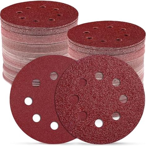 110Pcs Disque Abrasif 125mm, Poncage 125mm(18 x40/60/80/100/120,10 x180/240 Grain),Papier Rond 8 Trous Idéal pour Ponceuse Excentrique(Résister à l'usure, Ne Perd Pas Ses Grains) - (1/5)