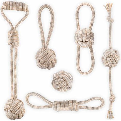 Jouet pour chien en coton naturel moelleux Boule de sécurité et de santé Accessoires pour chien Jouets pour chien 6 pièces (chiot) (1/5)