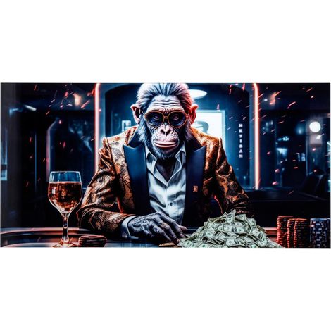 Tableau Déco en Verre "Singe Money" 80x160cm Multicolore (1/2)