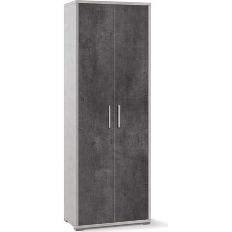 Armadio 2 Ante 71x199x41 cm Ossido Bianco/Ossido Nero (1/3)