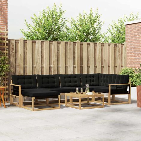 vidaXL Outdoor-Sofagarnitur 7 pcs Weiß und Schwarz 79 x 79 x 37 cm (1/5)