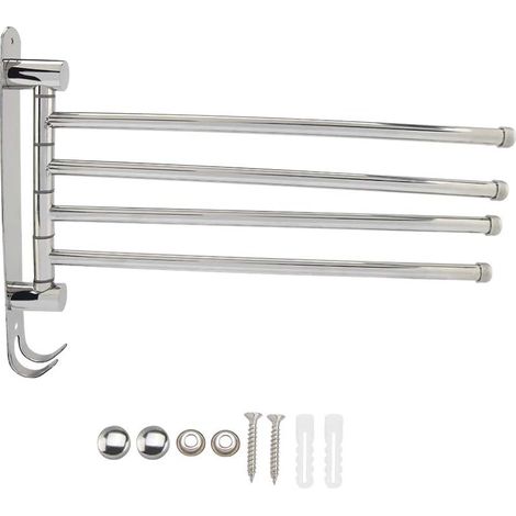 4 - Barre porte-serviettes pivotante, support pour serviettes de salle (1/5)