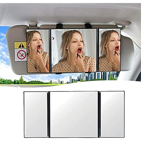 jeseny 1 miroir de visière de voiture, miroir de maquillage universel pliable, miroir cosmétique de voiture à clipser sur pare-soleil de 30,5 cm pour voiture, camion, SUV, rétroviseur décoratif dans (1/5)