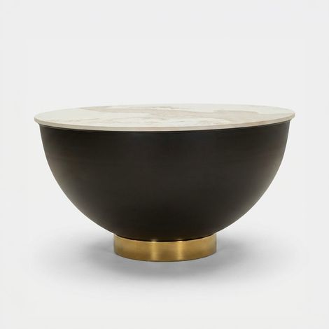 Tavolino da caffè contenitore in ceramica e metallo Glam (1/5)