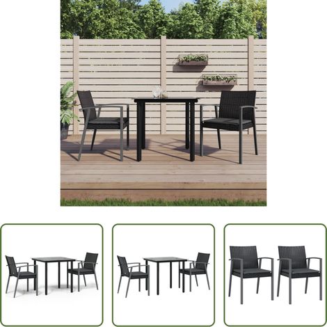 vidaXL Table de jardin - Ensemble à manger de jardin 3 pcs coussins résine tressée acier (1/5)