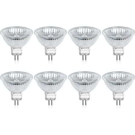 royaluxe -Ampoule Halogène GU5.3 MR16 35W 12V Blanc Chaud 2800K Dimmable, Couvercle en Verre 400 Lumens 2 Broches Spot de Remplacement, Paquet de 8 (1/5)