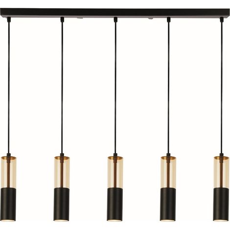 Merrygold Suspension de plafond à 5 lumières, acrylique ambre et noir (1/4)