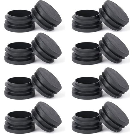 Embouts de pieds de chaise ronds 16 pièces Plastique PE noir Protection du sol et réduction du bruit Pour chaises (1/5)
