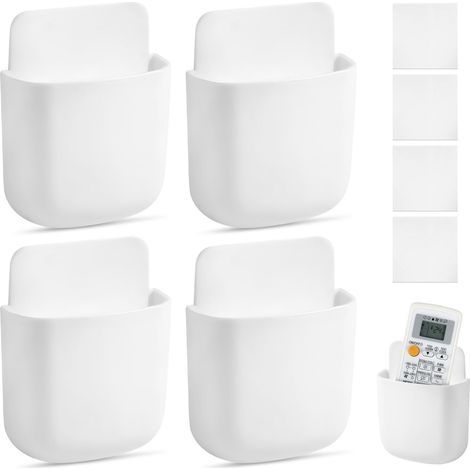 4 Pièces Télécommande Boîte De angement, Suppot de Télécommande Mual, ange Telecommande, Suppot pou Télécommande, Suppot de Téléphone Potable, pou Télécommande, Téléphone, Bosse Dents(Blanc) (1/5)