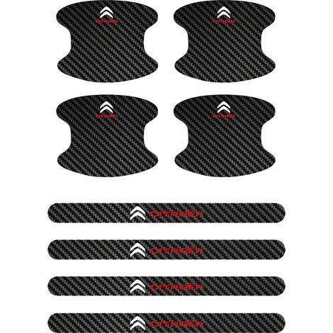 (Lot de 8 pièces) Film protecteur pour poignées de porte de voiture,en fibre de carbone,avec seuil de porte anti-rayures,pour Citroën C3,C4,DS4,C5,C5X et C-Quatre (1/3)