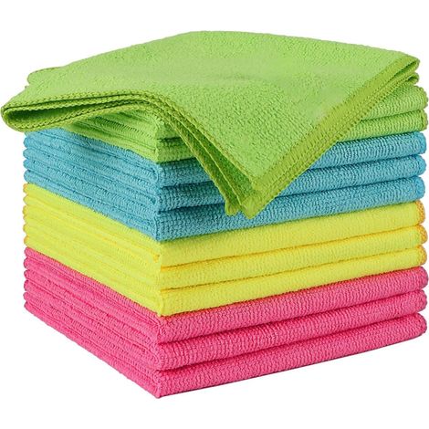 Chiffon Microfibre - 30 x 30 cm - Pour Cuisine Vitres Voiture Écrans - Réutilisable Lavable - 12 Pièces (1/5)