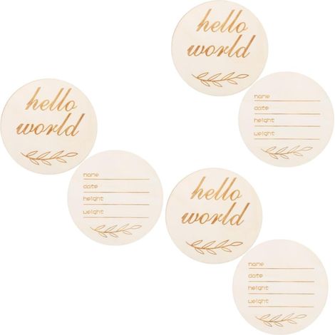 6pièces Plaque Bois Annonce De Naissance Plaque Personnalisable Pour Signe De Naissance Bois Avec Détails Personnalisés (1/5)