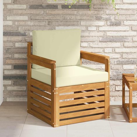 Outdoor-Sofagarnitur Massives Akazienholz und Polyester Natur