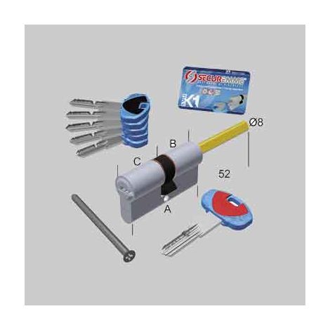 CILINDRO SAGOMATO 'EVO K1' CON PREDISPOSIZIONE POMOLO SECUREMME 70 mm (25+10+35) - SECUREMME