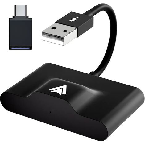 Adaptateur sans fil Android Auto pour voiture, noir, compatible smartphone, kit voiture Bluetooth WiFi, connexion automatique, écran auto, accessoire auto universel