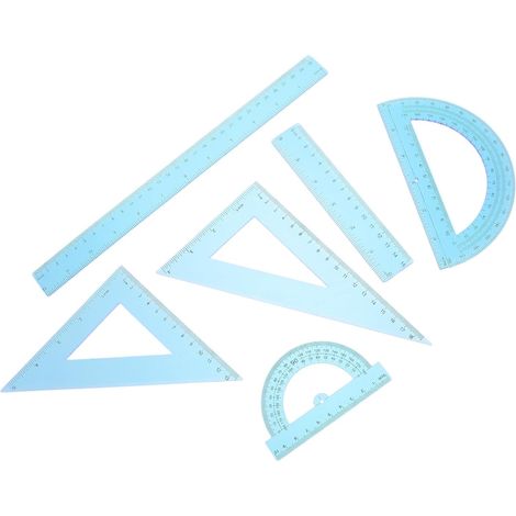 Règles triangulaires en plastique bleu pour mesurer plusieurs (1/5)